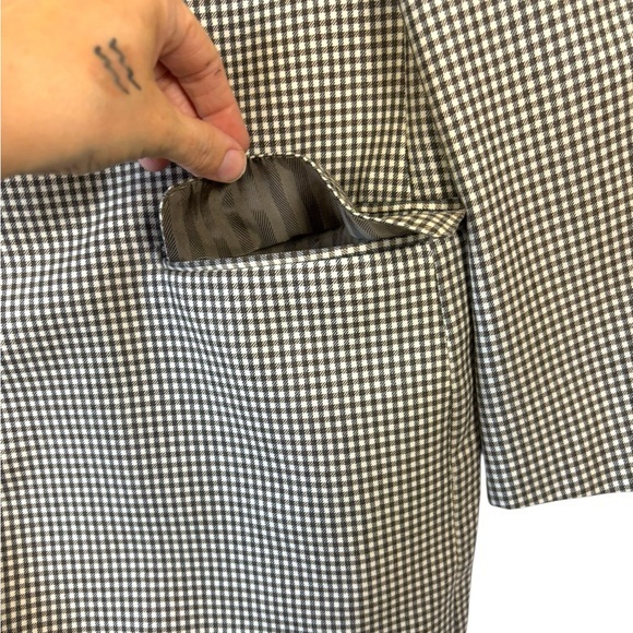 Baroni Lanificio di Pray Wool Silk Sport Coat Blazer‎ Sz 44R Brown Gingham Check - Picture 3 of 7
